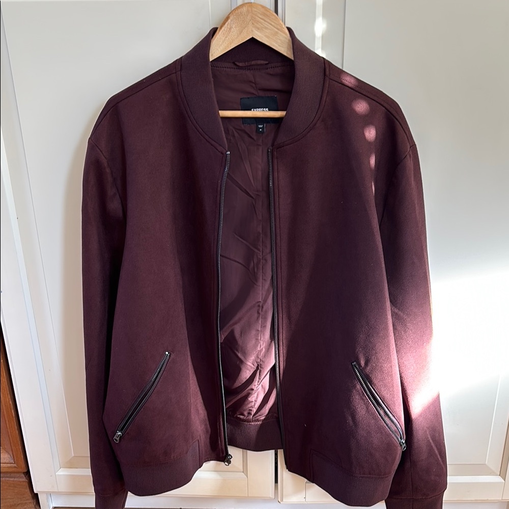 Express Men's Burgundy Bomber Jacket